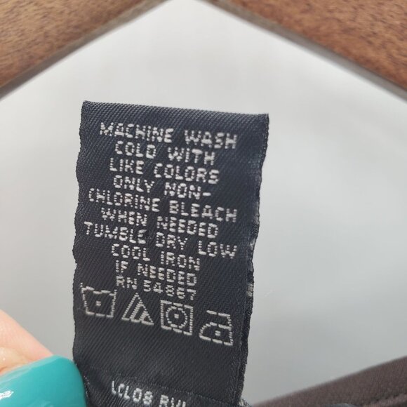 Express Womens Long Bell Sleeve Surplice Ruffle Dress Sz 5/6 Brown Midi V-Neck - Picture 10 of 14